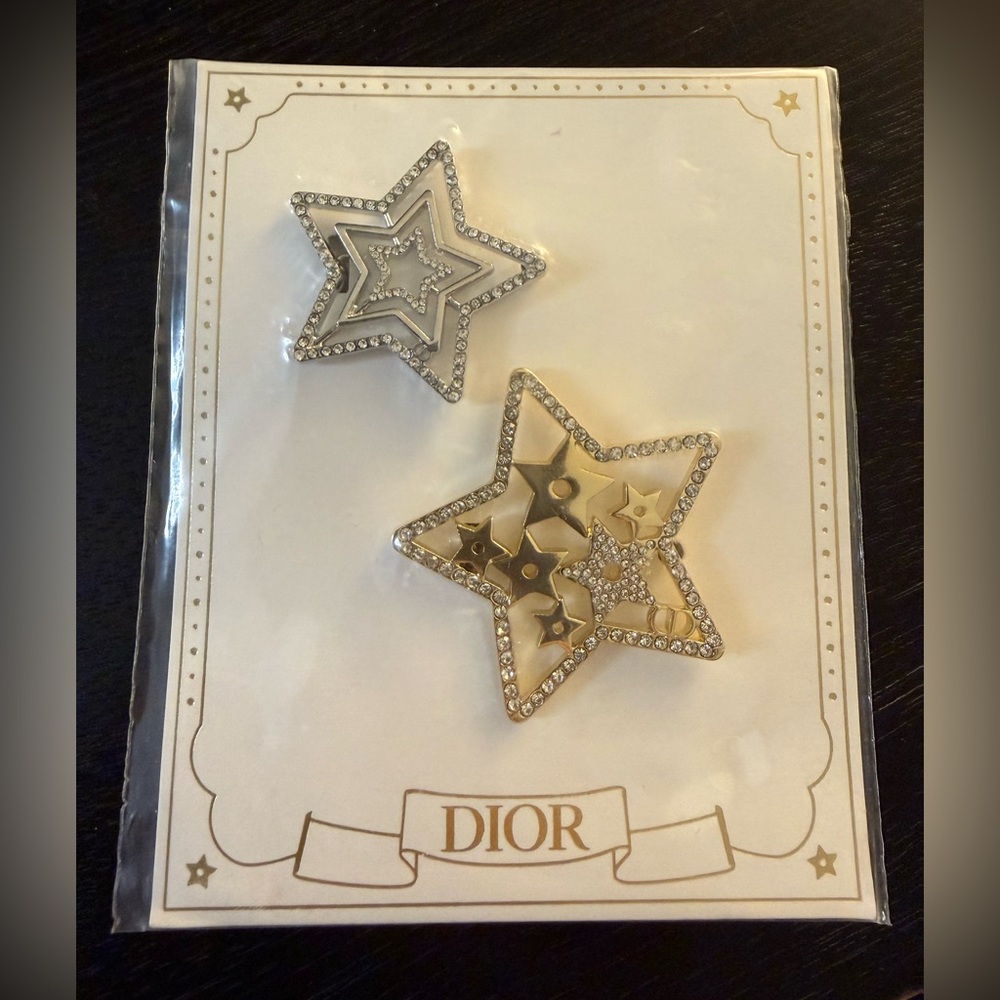 Dior 2025 Holiday Star Hair Barrettes in Gold and Silver